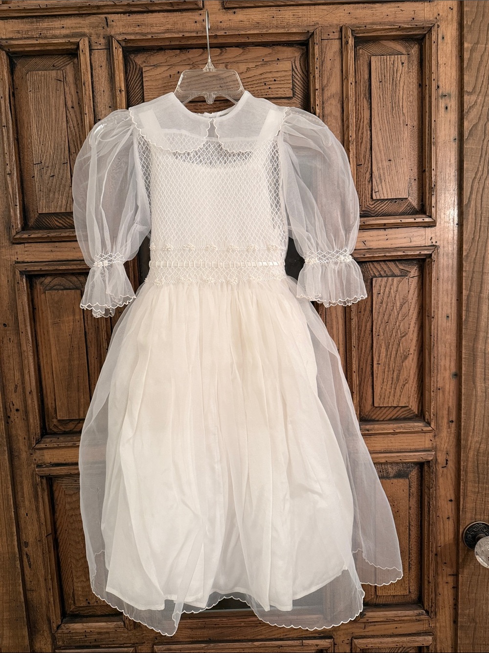 Beautiful White Girls' Dress in Organza and Slip